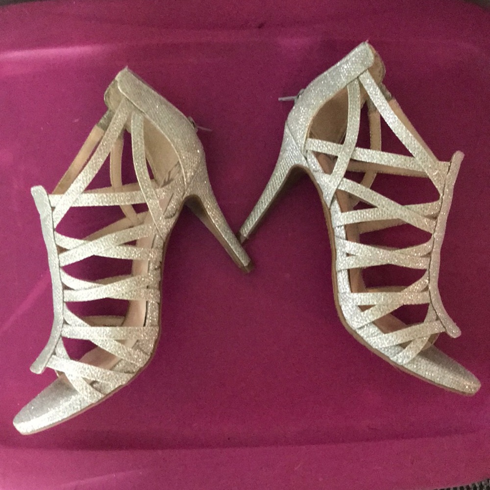 Silver sparkle heels